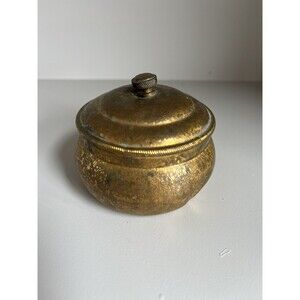 POZZONI'S COMPLEXION POWDER 1890s BRASS WITH LID EMBOSSED FLORAL DESIGN Antique